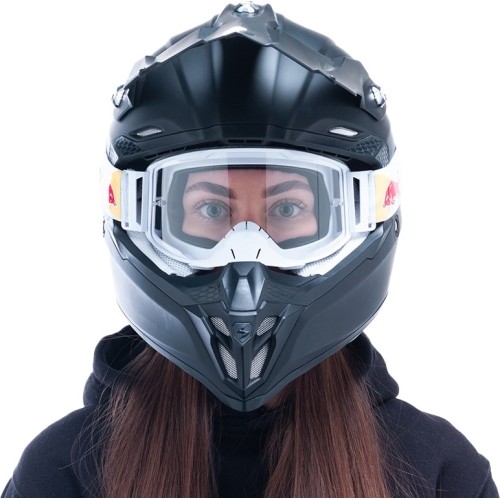 Gogle motocrossowe Red Bull Spect Strive Panovision, matowe białe, przezroczyste szkła