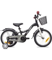 Rower 4KIDS Flash 16", rozmiar 9,5" (24 cm), 1 bieg, czarny