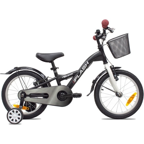 Rower 4KIDS Flash 16", rozmiar 9,5" (24 cm), 1 bieg, czarny