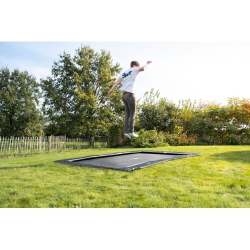 Trampolina sportowa gruntowa EXIT InTerra 214x305 cm, czarna