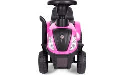 Traktor na pedały z przyczepą, interaktywną kierownicą i dźwiękami dla dzieci, różowy