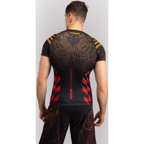 Venum Quetzal Fury Short Sleeve Rashguard - Black/Fury Red/ Tangerine