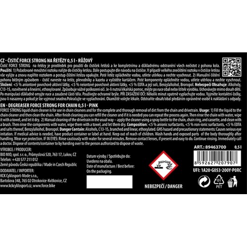 Valymo priemonė / degreaser grandinei FORCE Strong // 500 ml (rožinis)