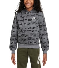 Nike bluza dla młodzieży K NSW Club FT Hdy AOP szara FN8741 084