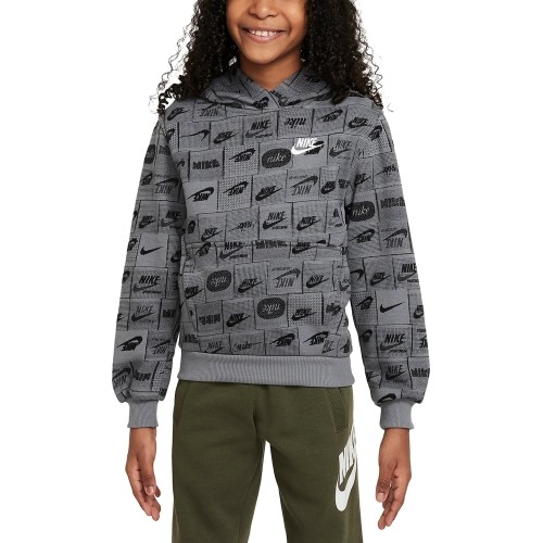 Nike bluza dla młodzieży K NSW Club FT Hdy AOP szara FN8741 084