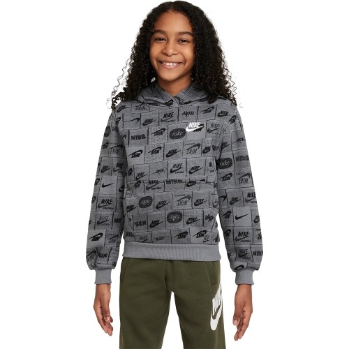Nike bluza dla młodzieży K NSW Club FT Hdy AOP szara FN8741 084