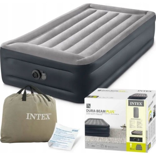 Materac dmuchany jednoosobowy 191x99x42 cm z wbudowaną pompką elektryczną INTEX 64132