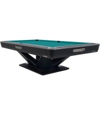 Billiard Table, Pool, Rasson Victory III, Black, CLUB pocket size, 9 ft., Simonis 760 blue green