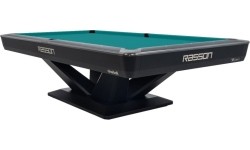 Billiard Table, Pool, Rasson Victory III, Black, CLUB pocket size, 9 ft., Simonis 760 blue green