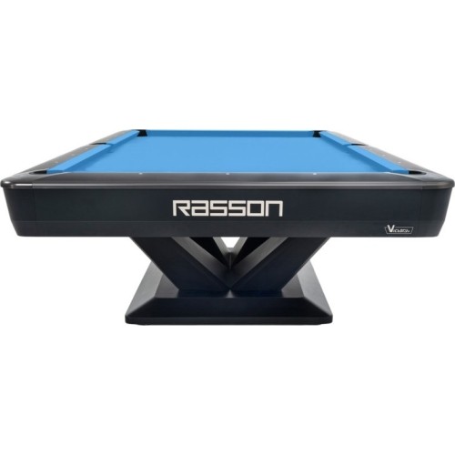Billiard Table, Pool, Rasson Victory III, Black, CLUB pocket size, 9 ft., Simonis 760 blue green