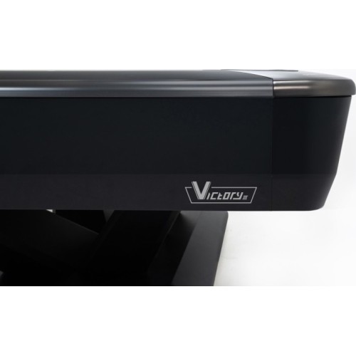 Billiard Table, Pool, Rasson Victory III, Black, CLUB pocket size, 9 ft., Simonis 760 blue green