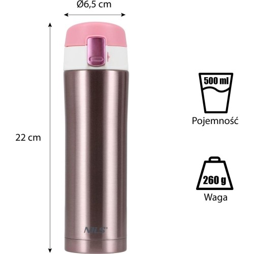 Kubek termiczny NILS NCB10, różowy