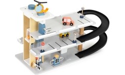 Duży drewniany garaż parking z windą + autka helikopter myjnia ECOTOYS