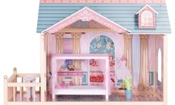Domek dla lalek duży drewniany 3 piętra 11 mebelków ECOTOYS