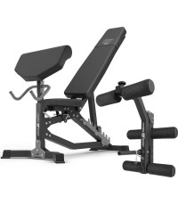 Zestaw MS39_2.0: dwustronna regulowana ławka treningowa + modlitewnik + prasa do nóg - Marbo Sport