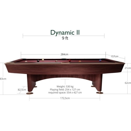 Stół bilardowy Dynamic II – brązowy, 9 stóp