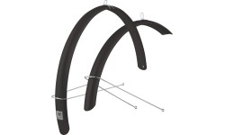 Błotniki FORCE Aluflex Eco 28" ze wspornikami (plastik PET, czarne)