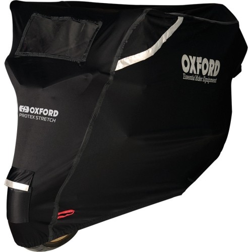 Pokrowiec na motocykl zewnętrzny Oxford Protex Stretch z membraną klimatyczną M, czarny