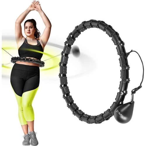 Zestaw hula hop HHW11, czarny, z obciążeniem i pasem na talię BR163 Plus Size HMS