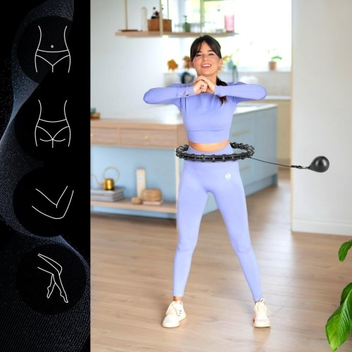 Zestaw hula hop HHW11, czarny, z obciążeniem i pasem na talię BR163 Plus Size HMS