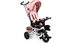 Rowerek trójkołowy ECOTOYS Pink Delux z daszkiem, obrotowy 360°