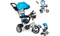 Rowerek trójkołowy z obrotowym siedziskiem 360° i składanym daszkiem Ecotoys, szary
