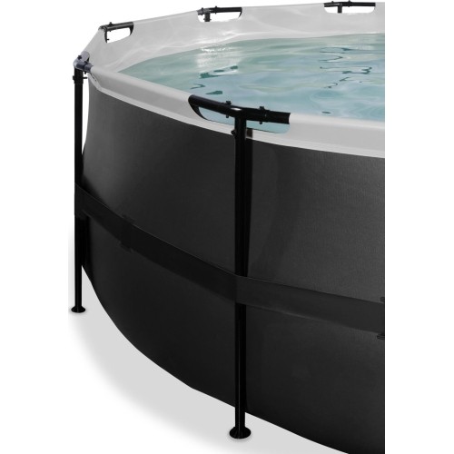 Basen EXIT Black Leather ø488x122 cm z pompą z filtrem piaskowym, czarny