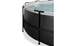 Basen EXIT Black Leather ø488x122 cm z pompą z filtrem piaskowym, czarny