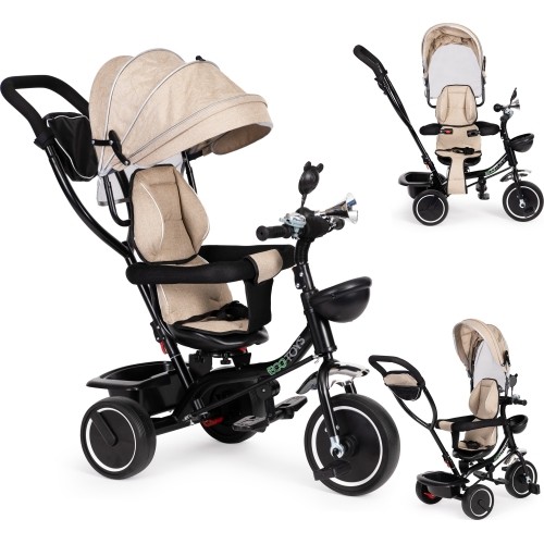 Rowerek trójkołowy ECOTOYS z obrotowym siedziskiem, beżowy