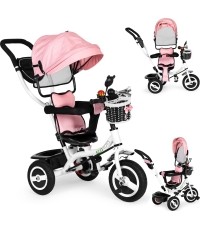 Rowerek trójkołowy z obrotowym daszkiem i gumowymi kołami ECOTOYS