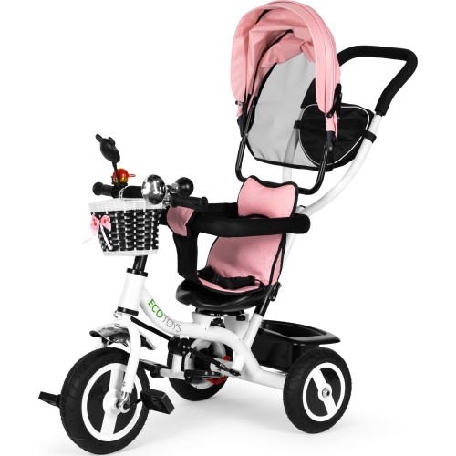 Rowerek trójkołowy z obrotowym daszkiem i gumowymi kołami ECOTOYS