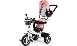 Rowerek trójkołowy z obrotowym daszkiem i gumowymi kołami ECOTOYS