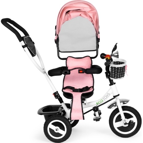 Rowerek trójkołowy z obrotowym daszkiem i gumowymi kołami ECOTOYS