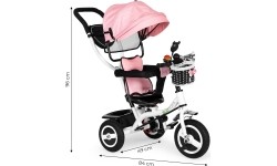 Rowerek trójkołowy z obrotowym daszkiem i gumowymi kołami ECOTOYS