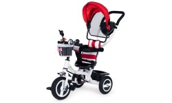 Rowerek trójkołowy ECOTOYS z obrotowym daszkiem i wytrzymałymi gumowymi kołami, czerwony