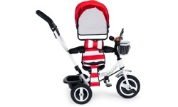 Rowerek trójkołowy ECOTOYS z obrotowym daszkiem i wytrzymałymi gumowymi kołami, czerwony