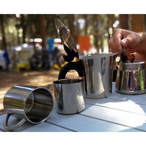 Kubek turystyczny BasicNature Thermo Deluxe Espresso - 0.1L, Stal nierdzewna