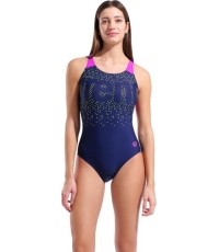 Damski strój kąpielowy Painterly Swim Pro Back, granatowo-fuksjowy 38 - 790