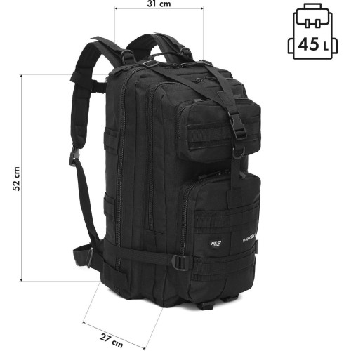 NC3902 Ranger plecak taktyczny, czarny, 45 l, Nils Camp