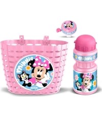 Zestaw rowerowy Minnie (koszyk, bidon, dzwonek) - różowy