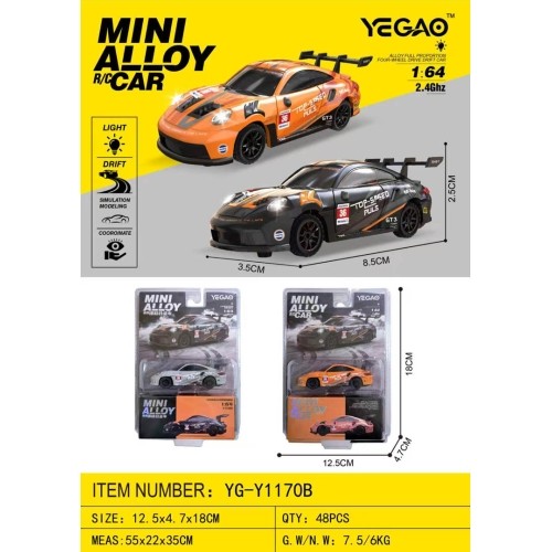 Zdalnie sterowany samochód driftingowy TOP SPEED 1:64, pomarańczowy