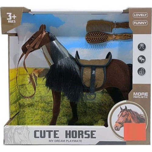 Brown Horse with Black Mane + Accessories