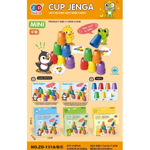 Gra zręcznościowa MINI Cups + Cards, edycja pingwinów