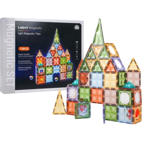3D Magnetic Blocks Set with Backlight, 75 pcs.