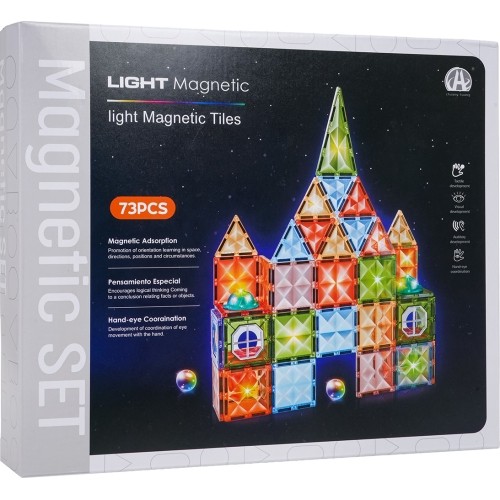 3D Magnetic Blocks Set with Backlight, 75 pcs.