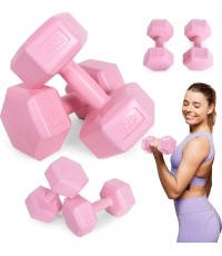 Hantle sześciokątne zestaw 2x4 kg ciężarki do ćwiczeń obciążniki fitness różowe ModernHome