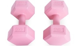 Hantle sześciokątne zestaw 2x4 kg ciężarki do ćwiczeń obciążniki fitness różowe ModernHome