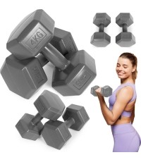 Hantle sześciokątne zestaw 2x4 kg ciężarki do ćwiczeń obciążniki fitness szare ModernHome