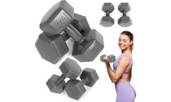 Hantle sześciokątne zestaw 2x4 kg ciężarki do ćwiczeń obciążniki fitness szare ModernHome