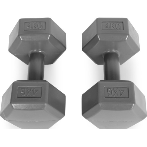 Hantle sześciokątne zestaw 2x4 kg ciężarki do ćwiczeń obciążniki fitness szare ModernHome